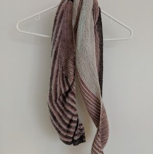 Multi colored pink, cream and grey scarf.